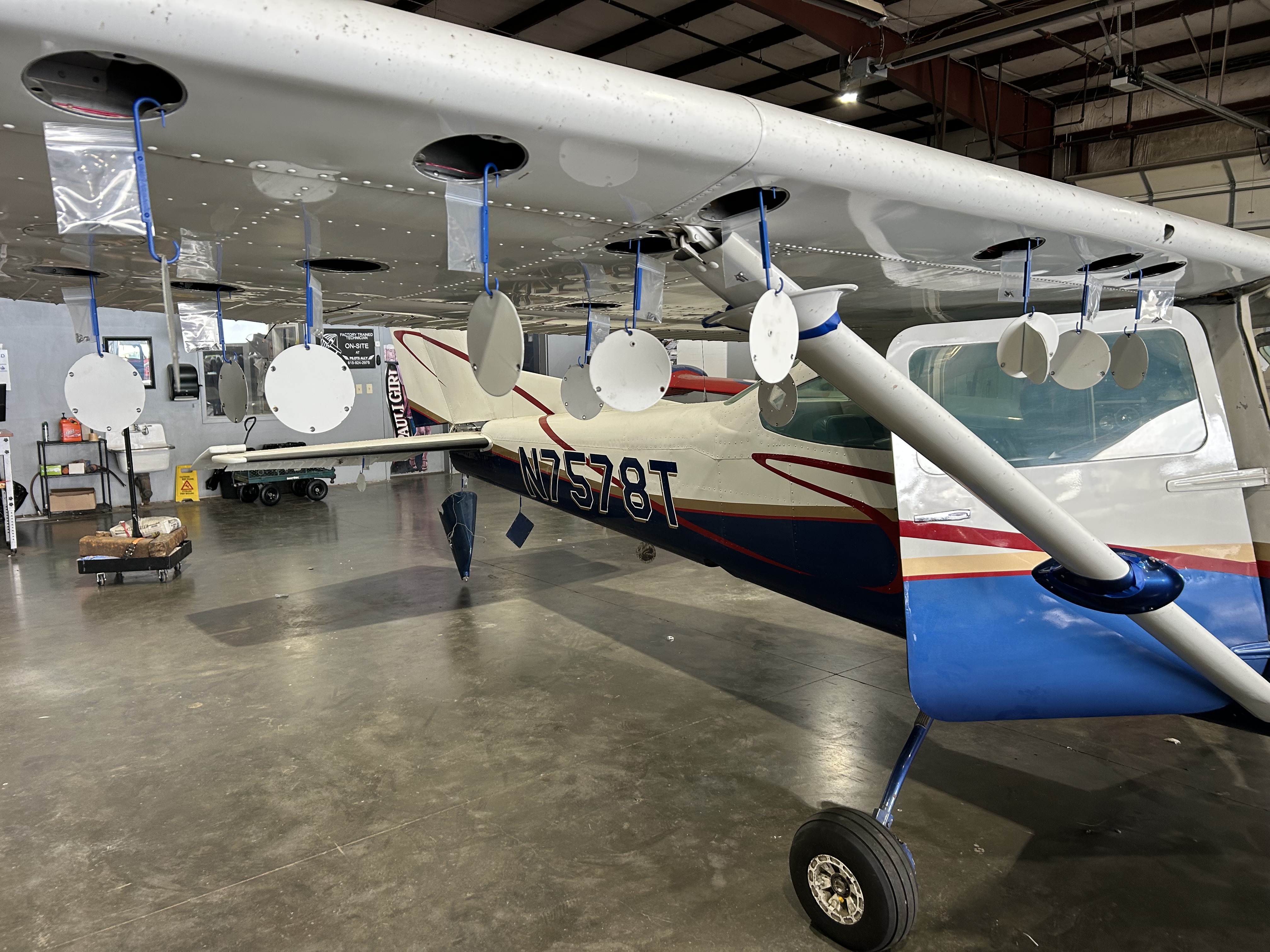 Hangar Bags in use on aircraft wing